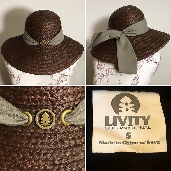 Livity Outernational Brown Woven Straw Hat w/ Olive Ribbon – Boutique Fall & Hol main image 7